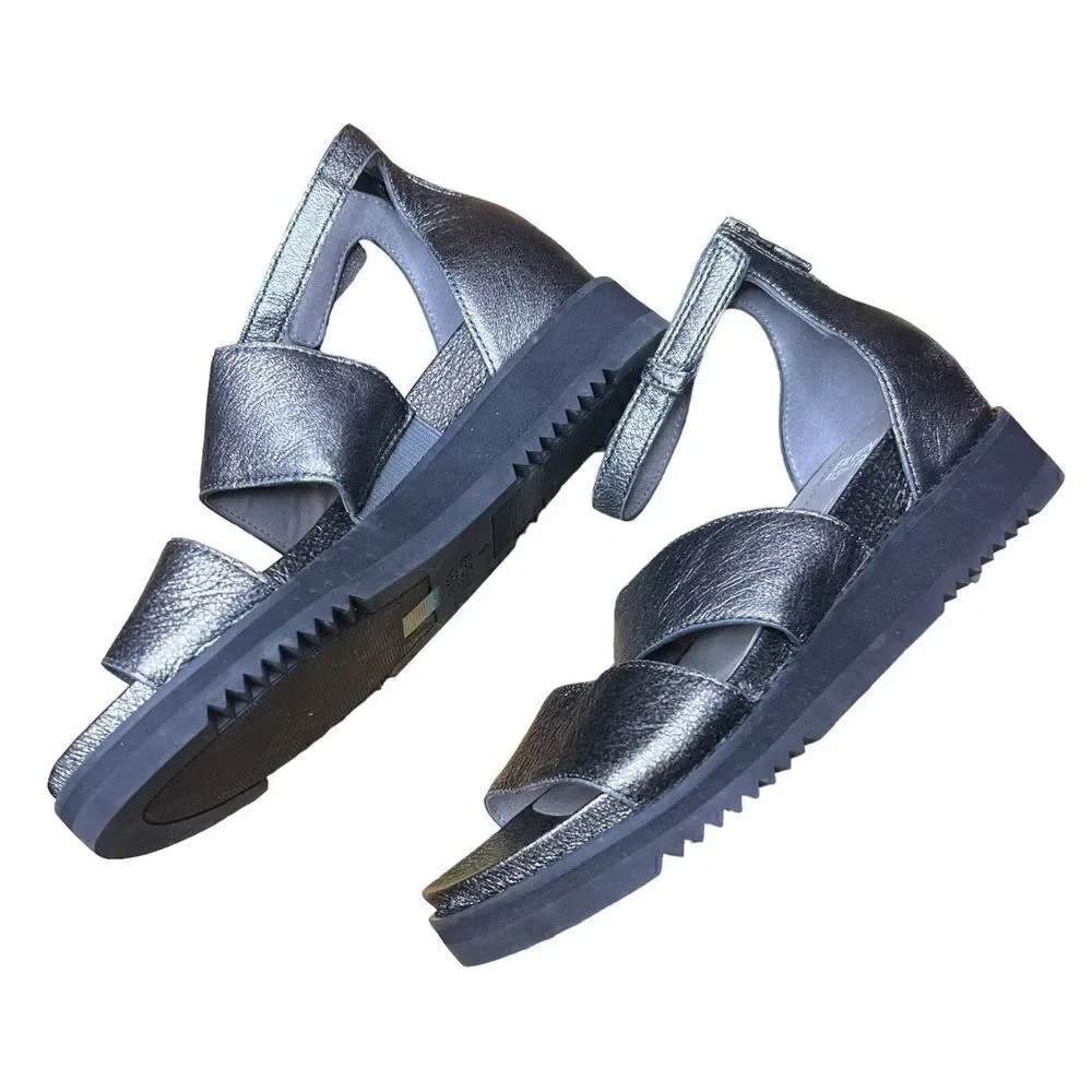 Eileen Fisher Kero Silver Platform Sandal NWOB Size 6